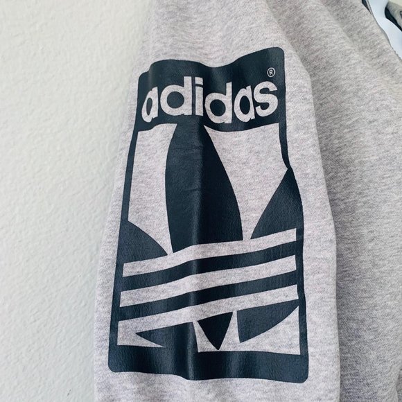 Adidas Trefoil Gray Hoodie Full-Zipper Closure - Picture 3 of 5